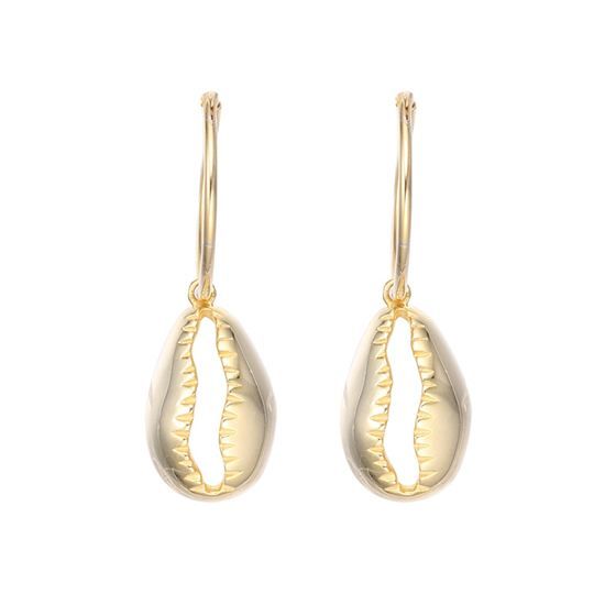 Fashion Gold Shell 925 Sterling Silver Leverback Earrings