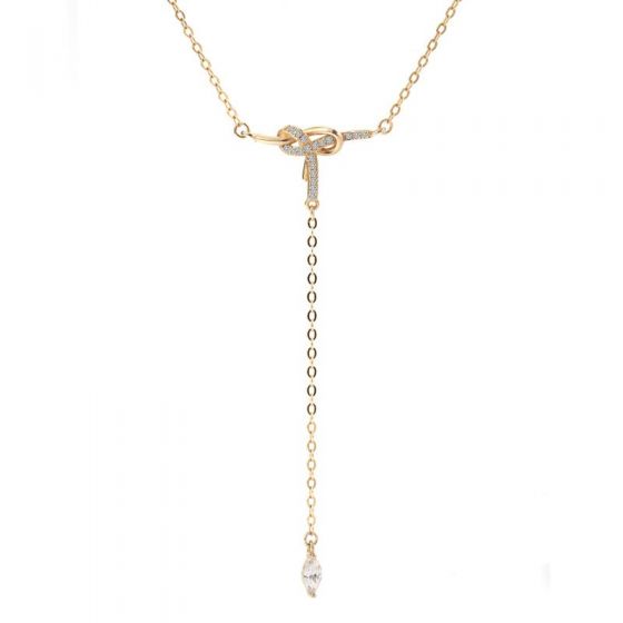 Ожерелье с кисточкой-девочкой CZ Bowknot из стерлингового серебра 925 пробы