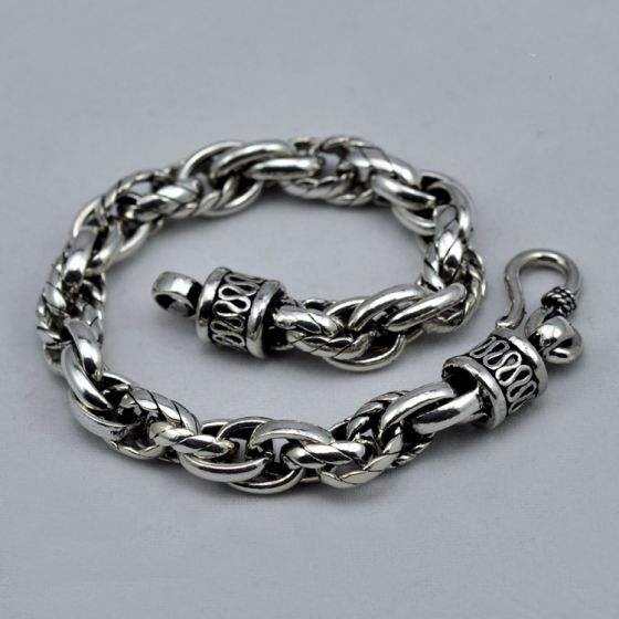 Винтаж витой веревки 925 серебро мужчин браслет