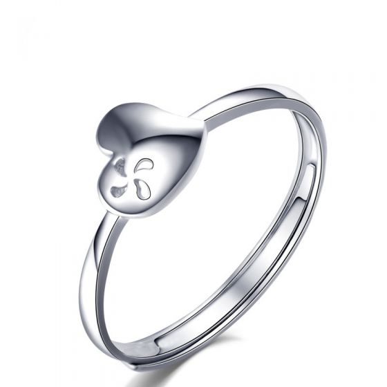 Heart Windmill Hollow 925 Sterling Silver Adjustable Ring