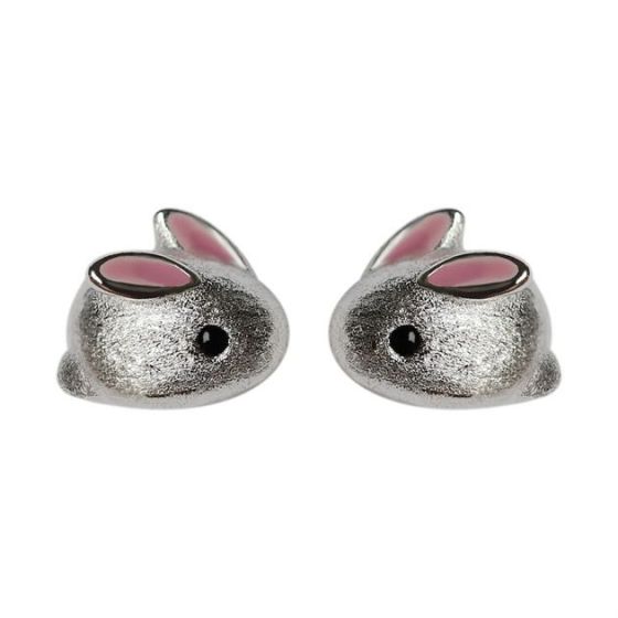 Cute Rabbits Animal 925 Sterling Silver Stud Earrings