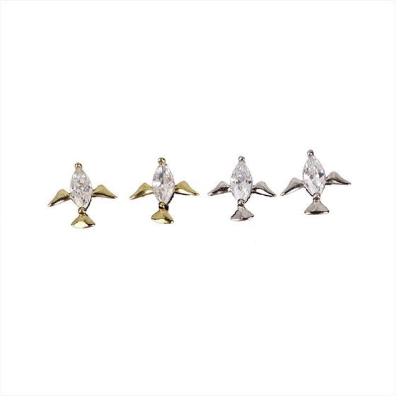 Cute CZ Flying Birds Animal 925 Sterling Silver Stud Earrings