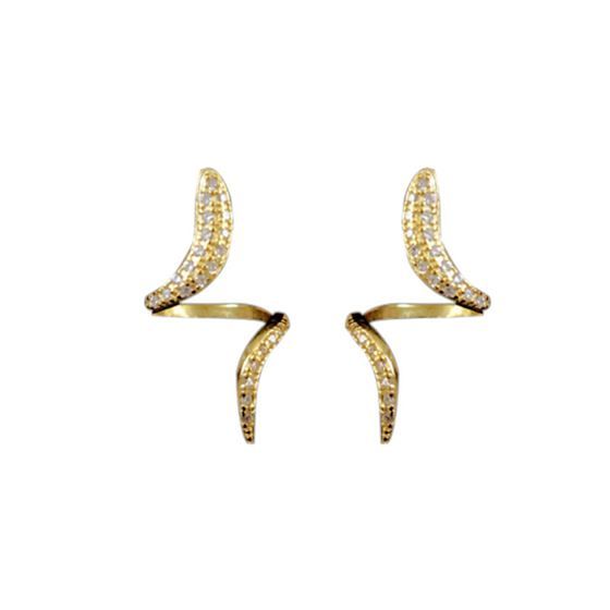 Boucles d'oreilles pendantes en argent sterling 925 avec spirale en arc CZ d'un ami