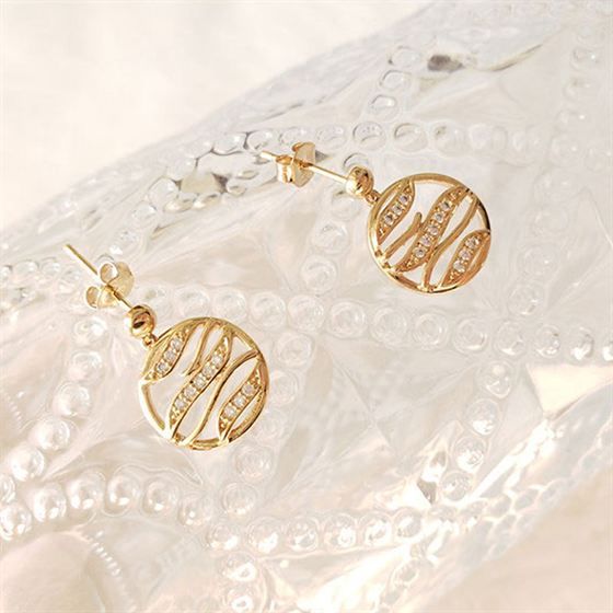 Belles boucles d'oreilles pendantes en argent sterling 925 avec cercle creux de géométrie CZ