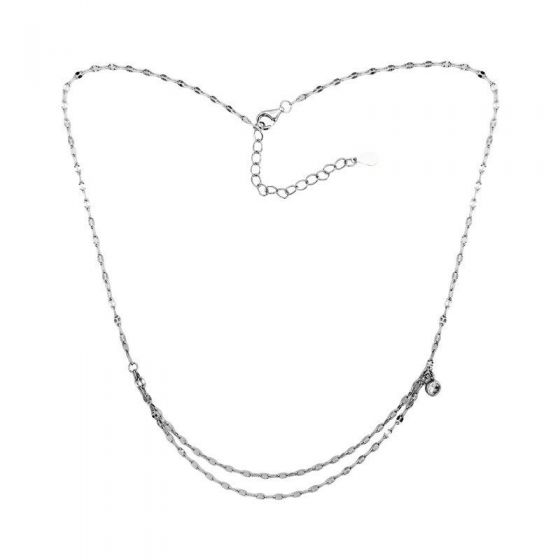 Fashion Double Layer CZ 925 Sterling Silver Necklace