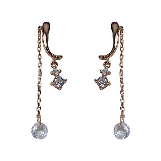 Boucles d'oreilles pendantes élégantes en argent sterling 925 avec pompons CZ