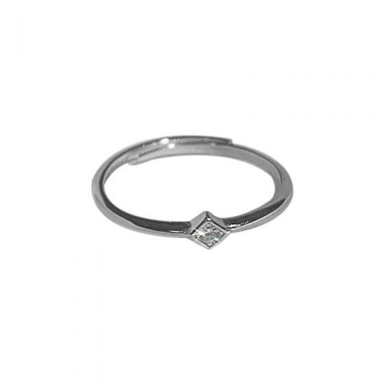 Simple CZ Geometry Rhombus 925 Sterling Silver Adjustable Ring