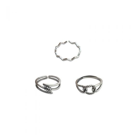 Fashion Wave Z Shape Knot 925 Sterling Silver Adjustable Ring