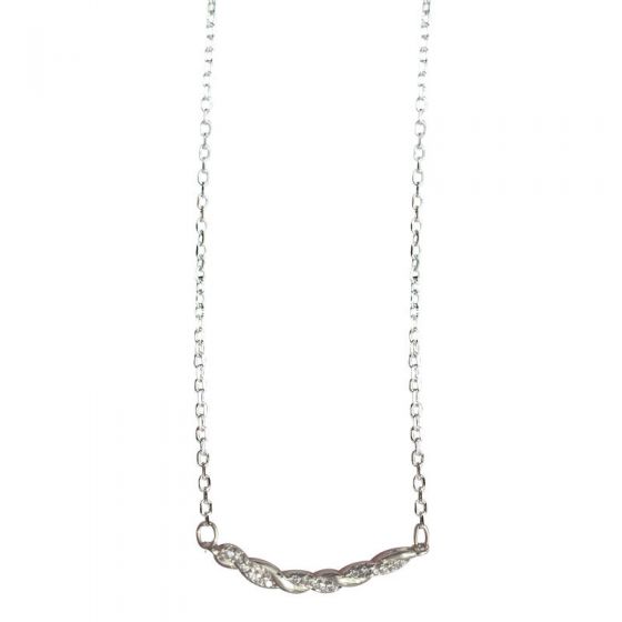 Gift CZ Twisted Line 925 Sterling Silver Necklace