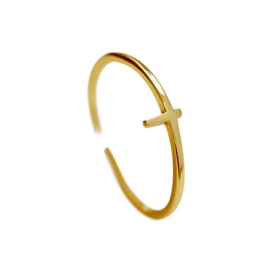 Minimalism Cross Simple 925 Sterling Silver Adjustable Ring