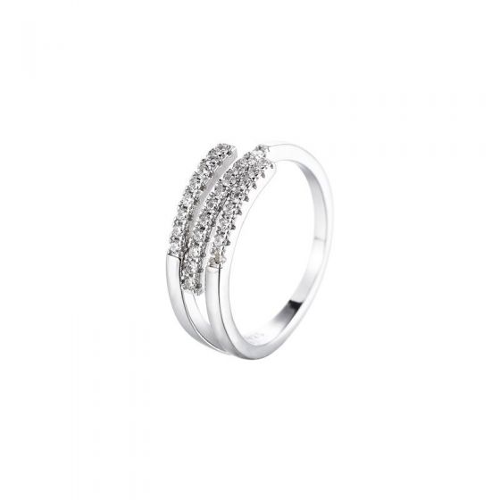 Fashion Triple CZ Lines Twisted 925 Sterling Silver Adjustable Ring