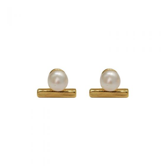 Daily Shell Pearl Stick 925 Sterling Silver Stud Earrings