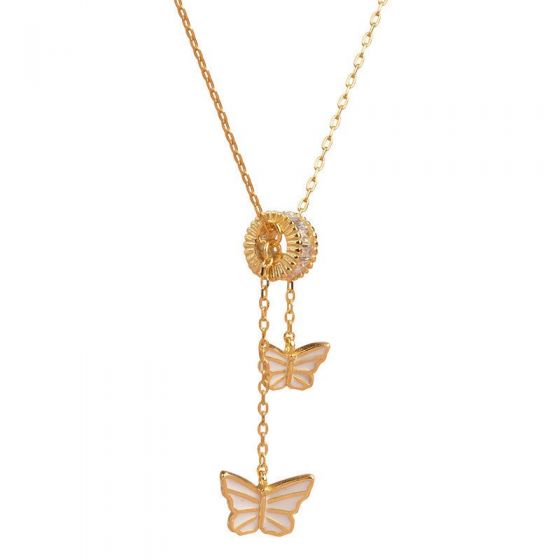 Ожерелье Girl Butterflies Tassel CZ из стерлингового серебра 925 пробы