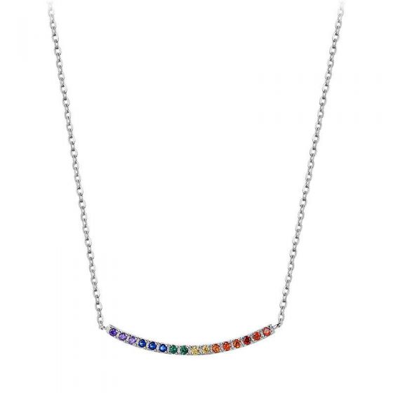 Chica Colorful CZ Rainbow Collar de plata esterlina 925