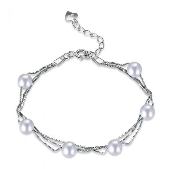Simple Natural Shell Pearls 925 Adjustable Bracelet