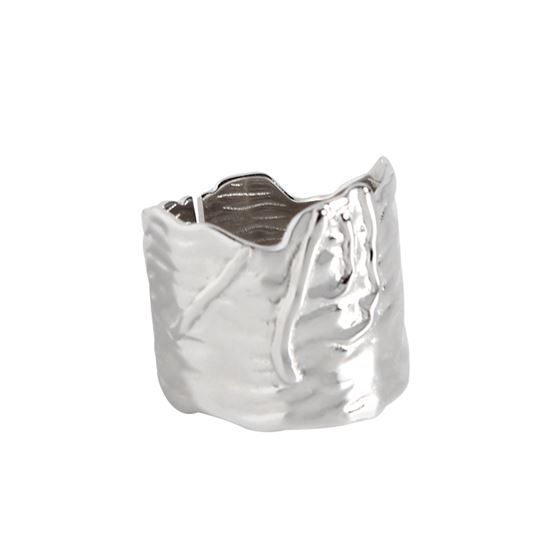 Модные складки нерегулярной текстуры Rock Wall Регулируемое кольцо из стерлингового серебра 925 пробы