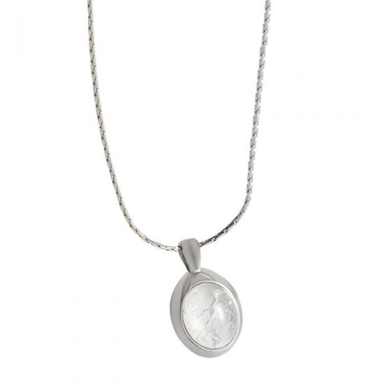 Simple Oval Natural Moonstone 925 Sterling Silver Necklace