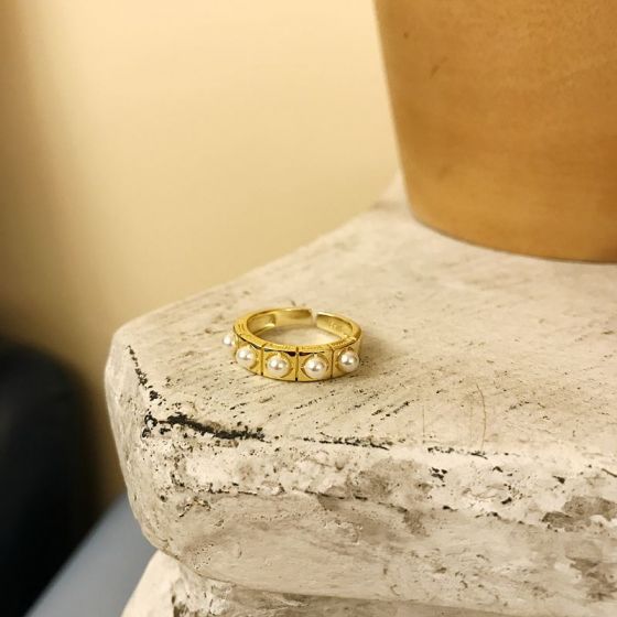 Элегантное кольцо с жемчужным квадратом из стерлингового серебра 925 пробы