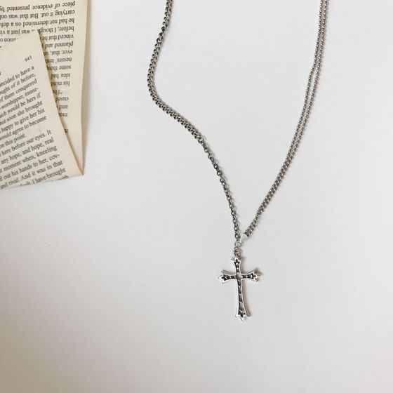 Vintage Cross Holy 925 Collar de plata esterlina