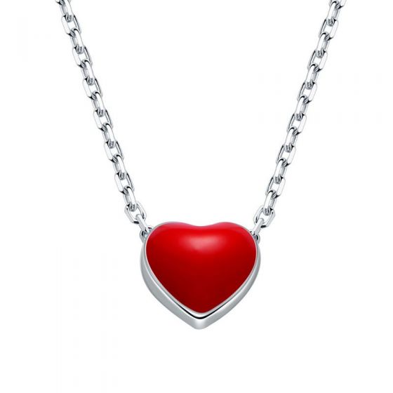 Новое мини-ожерелье из стерлингового серебра 925 пробы с цепочкой из красного сердца