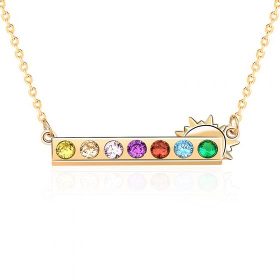 Colorful CZ Rainbow Sun Sweet 925 Sterling Silver Necklace
