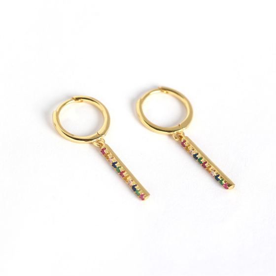Fashion Colorful CZ Stick 925 Sterling Silver Leverback Earrings
