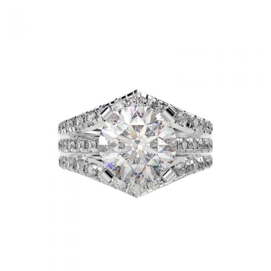 Anillo de promesa de plata de ley 925 con diamantes creados de lujo