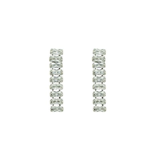 Elegant CZ Chain 925 Sterling Silver Dangling Earrings