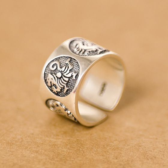 Fashion nable Simple Men Adjustable Dragon 925 Sterling Silver Ring