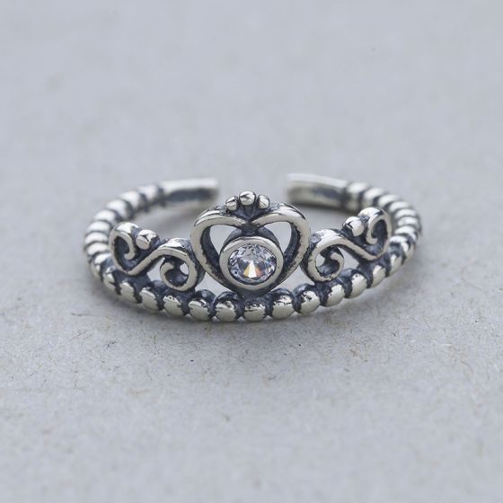 Fashion nable Crown Adjustable 925 Sterling Silver Ring