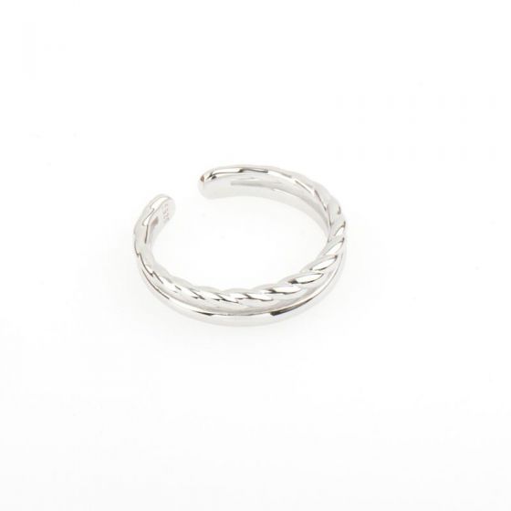 Fashion Twisted Double Layer 925 Sterling Silver Adjustable Ring