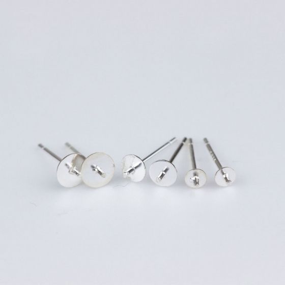 Simple Round S925 Sterling Silver DIY Earring Pins