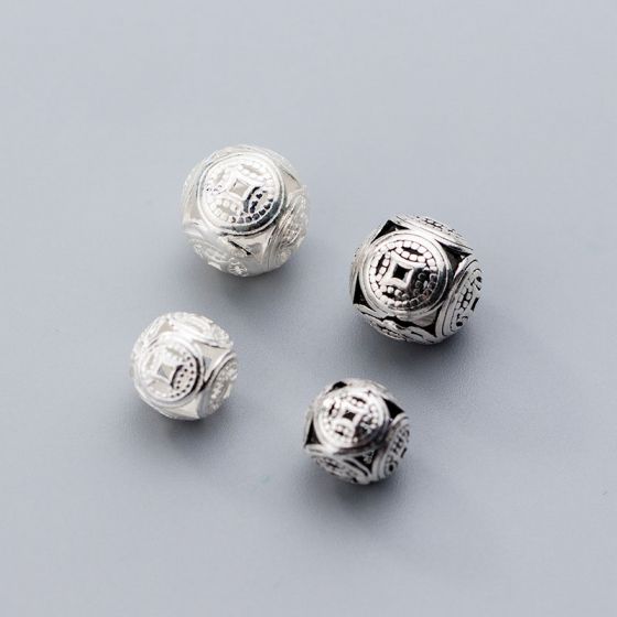 Retro bolas huecas de plata de ley 925 tapas de cuentas de bricolaje