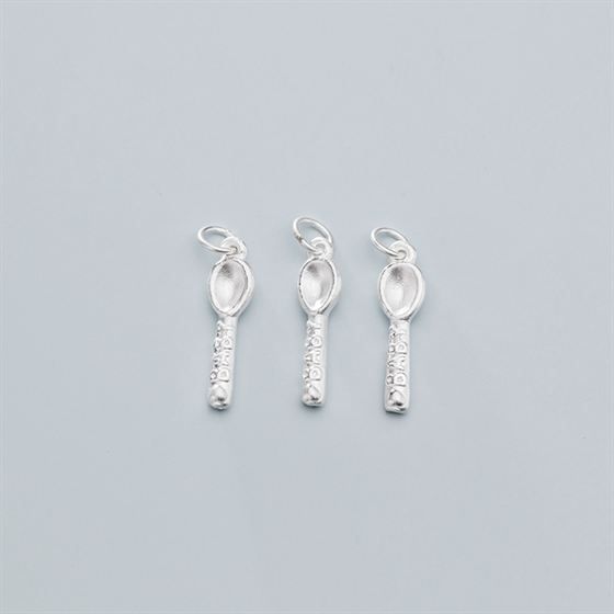 Cute 3D Carved BABY Spoon S999 Sterling Silver DIY Charm
