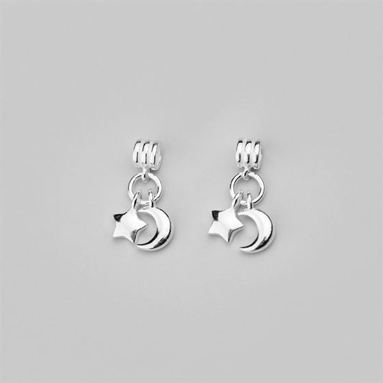 Crescent Moon Star 925 Sterling Silver DIY Charm