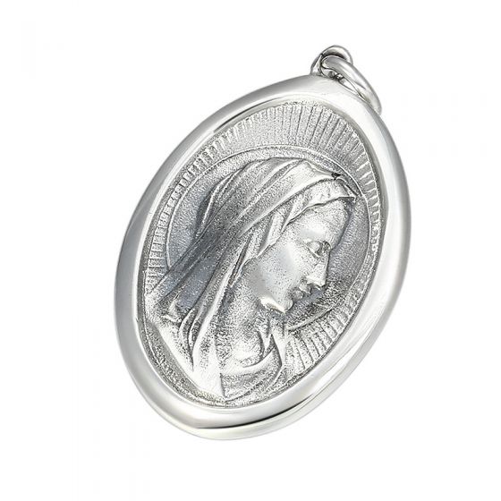 New Virgin Mary Portrait Coin 925 Sterling Silver Pendant