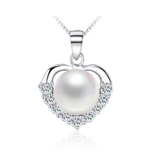 CZ Сердце Сердце 925 стерлингового серебра Pearl Pendant Setting