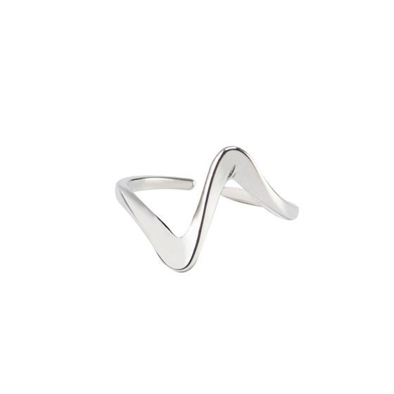 Fashion Irregular Wave 925 Sterling Silver Adjustable Ring