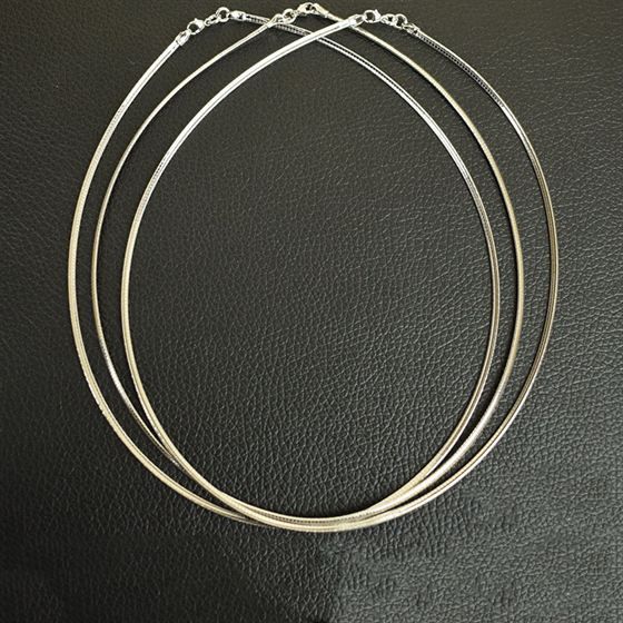 Simple Snake Chain 925 Sterling Silver Collar Necklace