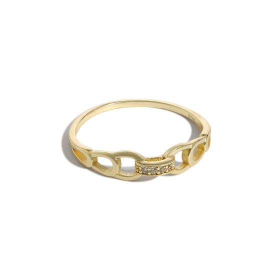Модное кольцо с полой геометрической цепочкой из стерлингового серебра 925 пробы CZ