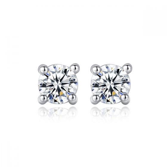 Trendy Round CZ 925 Sterling Silver Studs Earrings