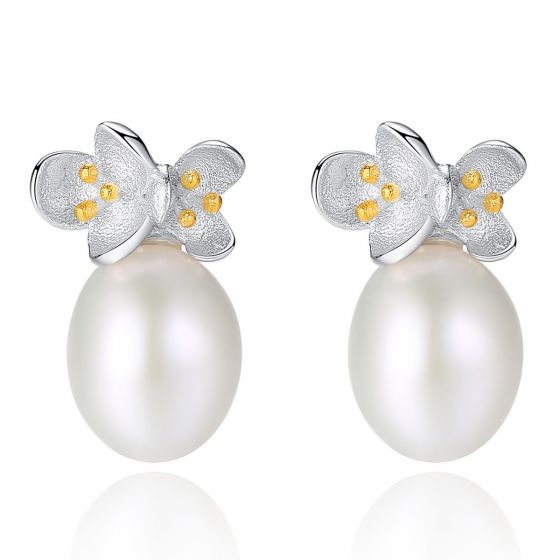 Pendientes de perlas de plata 925 con perlas naturales