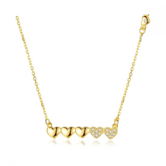 Модные пять сердец CZ Твердое 925 ожерелье из стерлингового серебра