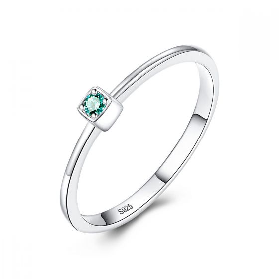 2019 venta caliente CZ Square 925 anillo de plata esterlina