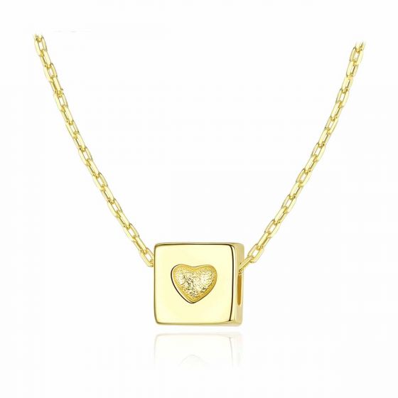 Graduation Heart Cube 925 Sterling Silver Necklace