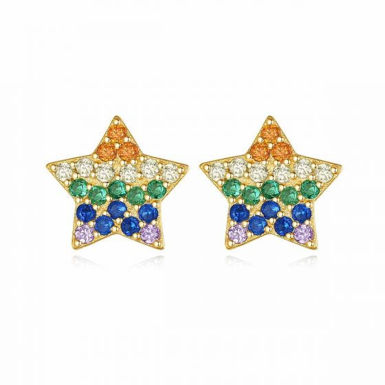 Boucles d'oreilles colorées en argent sterling 925 CZ Star