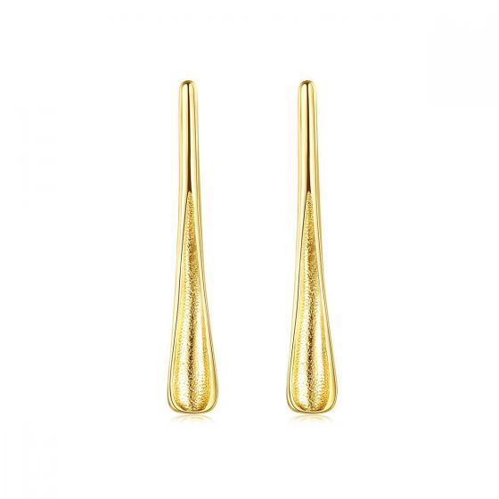 Fashion 14K Yellow Gold Waterdrop 925 Sterling Silver Dangling Earrings