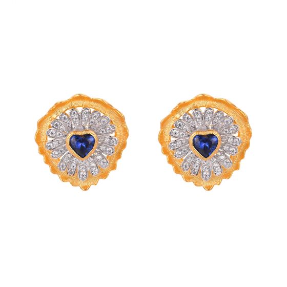 Lucky CZ Snowflake Created Sapphire 925 Sterling Silver Stud Earrings
