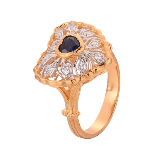 Honey Moon creó el anillo de plata esterlina con corazón de zafiro CZ 925