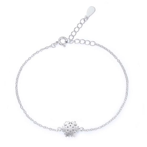 Fashion 925 Sterling Silver Frosted Snowflake Christmas Bracelet